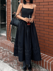 Lace Up Corset Black Maxi Dress