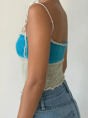 Lace Up Knitted Crop Cami Top