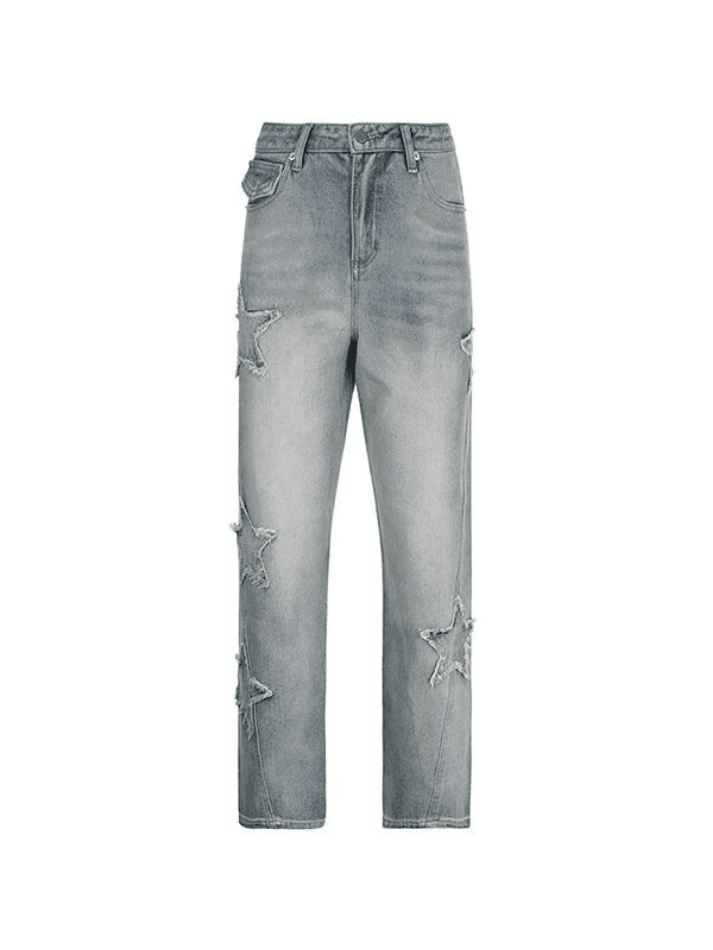 Light Wash Star Patch Boyfriend Jeans