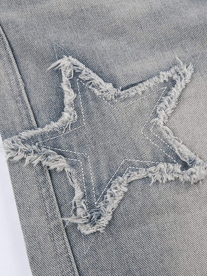 Light Wash Star Patch Boyfriend Jeans