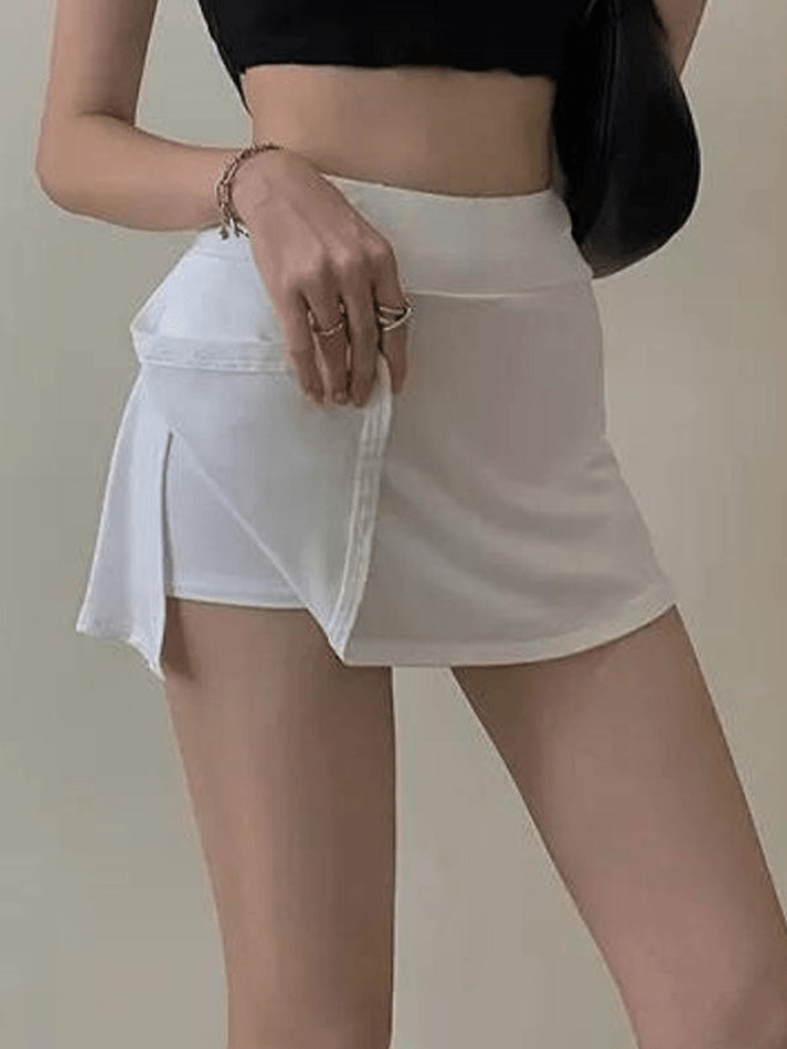 Lined Split Tennis Mini Skirt