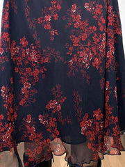 Mesh Paneled Floral Midi Skirt