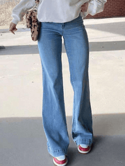 Mid Waist Washed Boyfriend Jeans