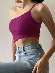 One Shoulder Crop Cami Top