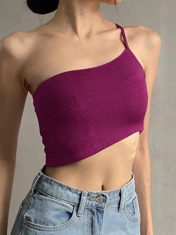 One Shoulder Crop Cami Top