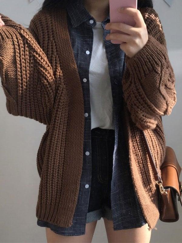 Open Front Cable Knit Cardigan