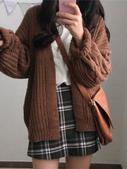 Open Front Cable Knit Cardigan