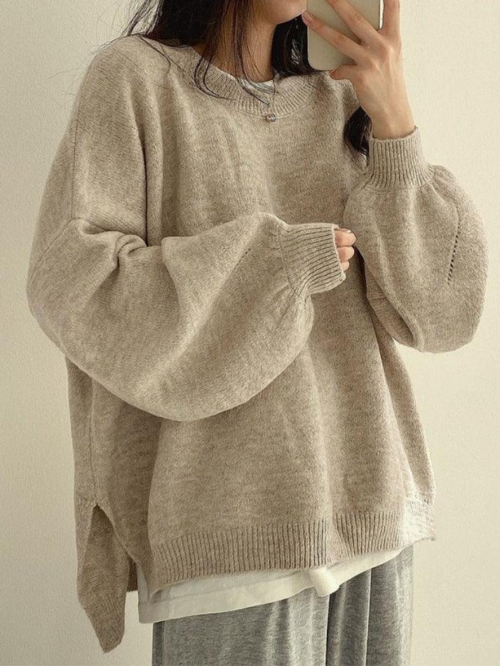 BXOXO Oversized Split Hem Pullover Sweater