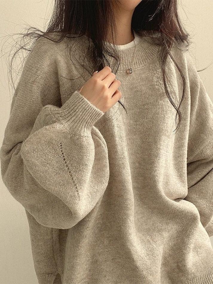 BXOXO Oversized Split Hem Pullover Sweater