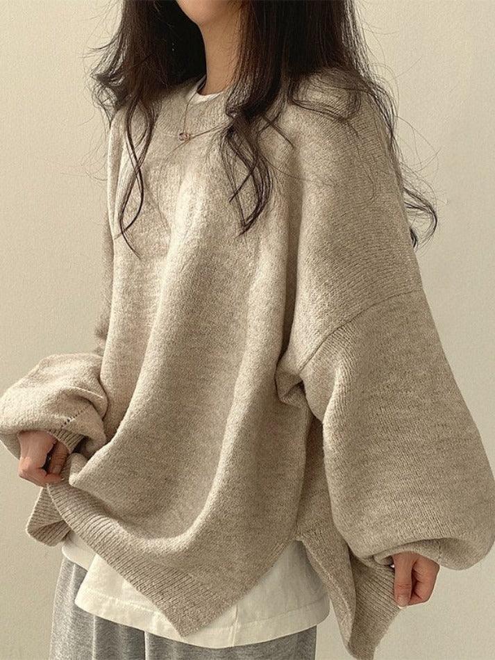 BXOXO Oversized Split Hem Pullover Sweater