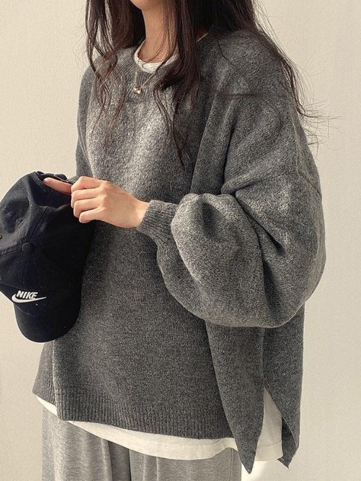 BXOXO Oversized Split Hem Pullover Sweater