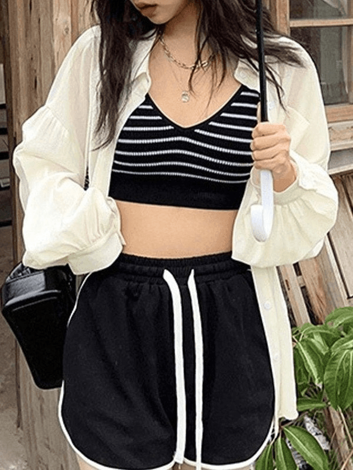 Padded V Neck Rib Crop Cami Top