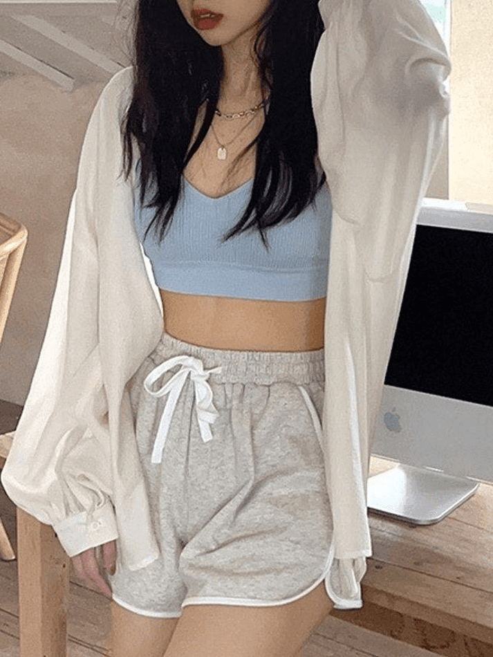 Padded V Neck Rib Crop Cami Top