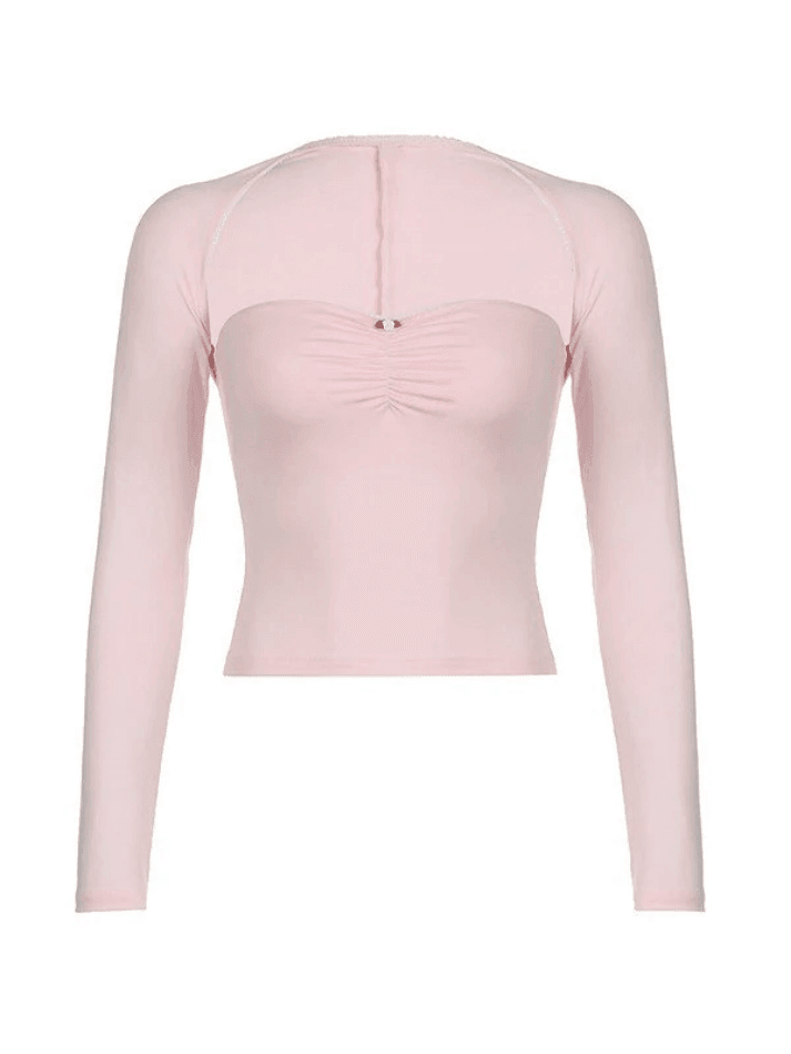 Pink Long Sleeve Bolero Top & Tube Top Set