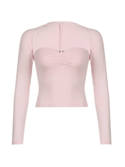 Pink Long Sleeve Bolero Top & Tube Top Set