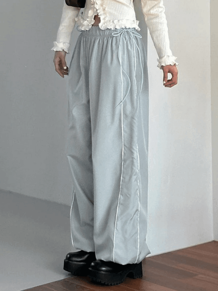 Piping Baggy Jogger Parachute Pants