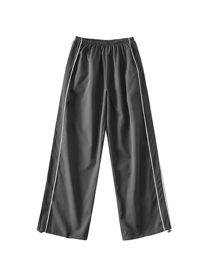 Piping Detail Wide Leg Track Pants