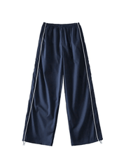 Piping Detail Wide Leg Track Pants