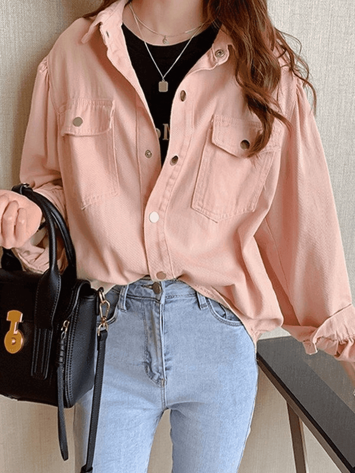 Pleated Oversized Long Sleeve Blouse