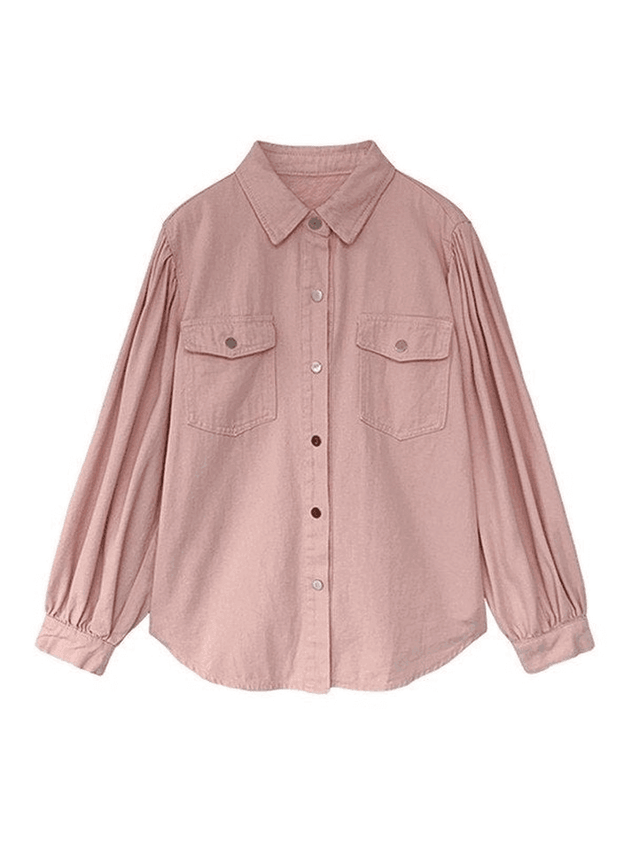 Pleated Oversized Long Sleeve Blouse