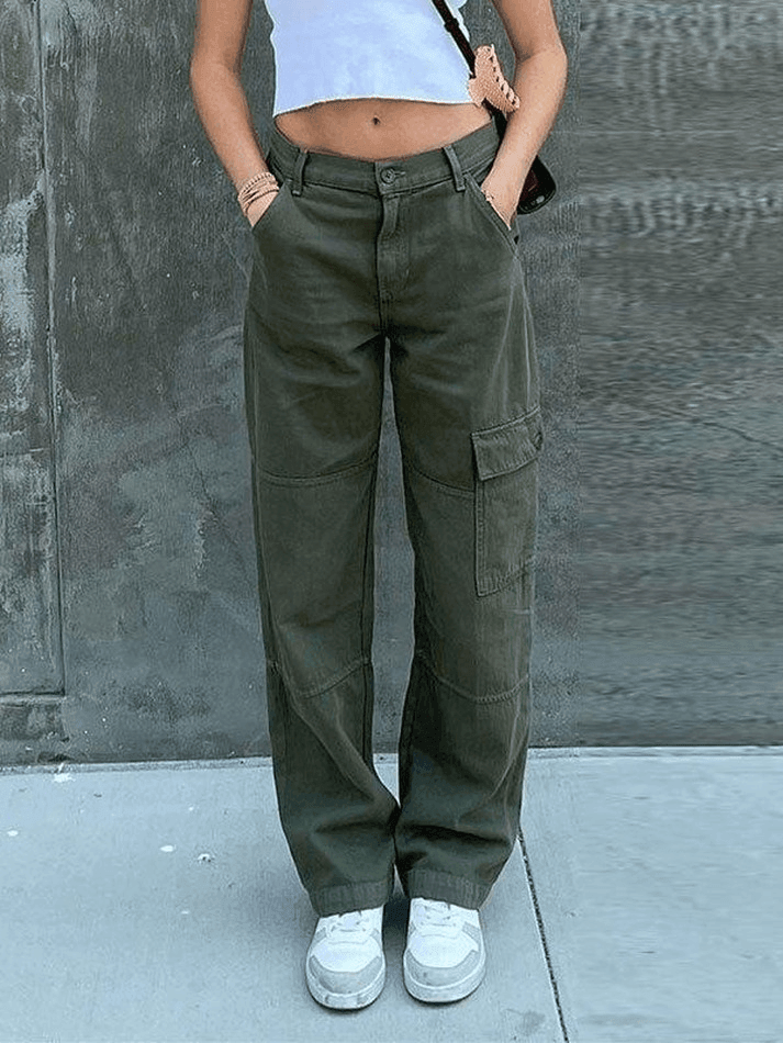 Pocket Patched Straight Cargo Jeans