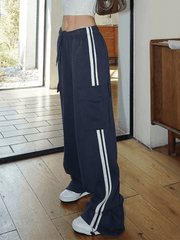 Pocket Side Stripe Baggy Sweatpants