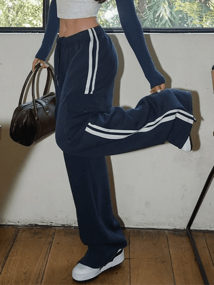 Pocket Side Stripe Baggy Sweatpants