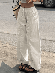 Retro Elastic Waist Straight Leg Pants