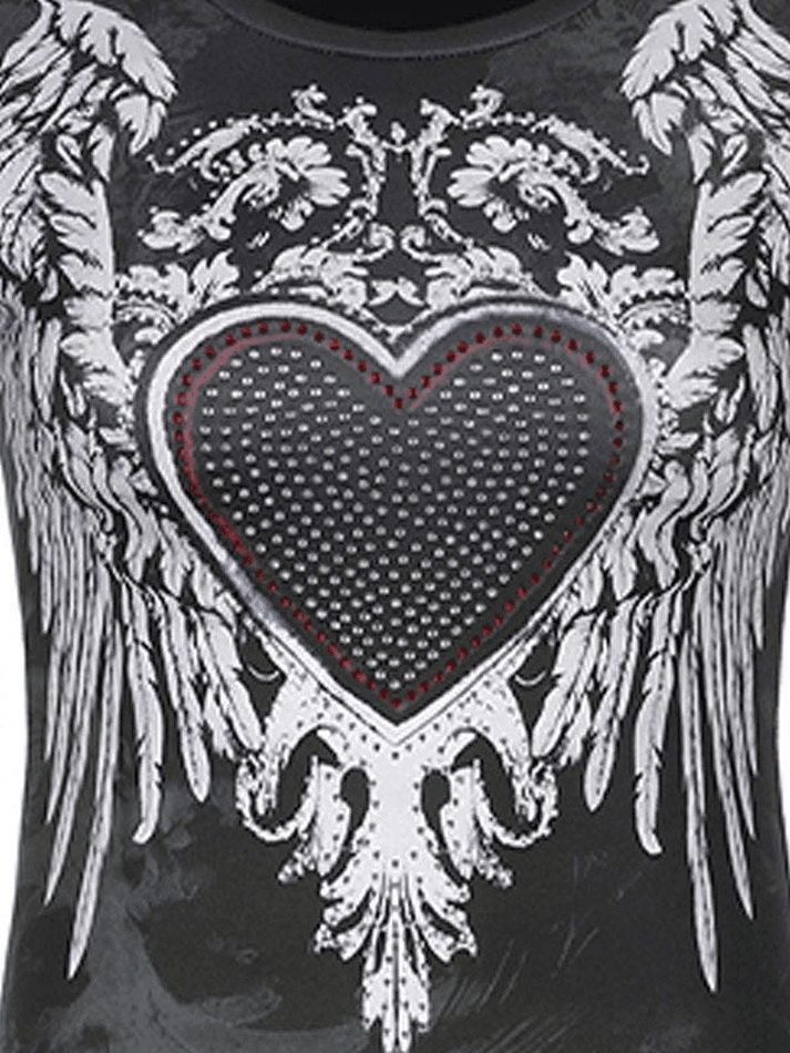 Rhinestone Heart Fairy Wing Graphic Tee