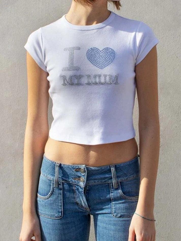 Rhinestone Letter Baby Crop Top