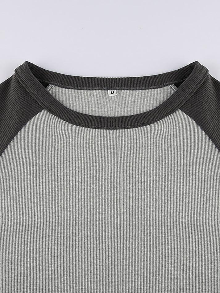 Ribbed Raglan Sleeve Tee