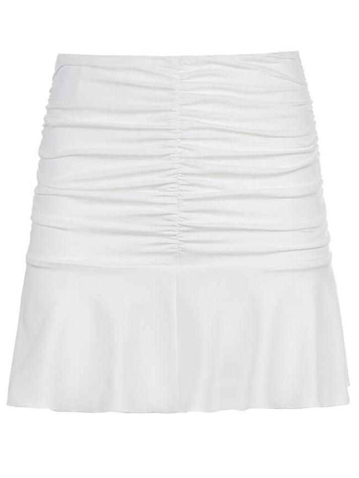 Ruched Ruffle Mini Skirt