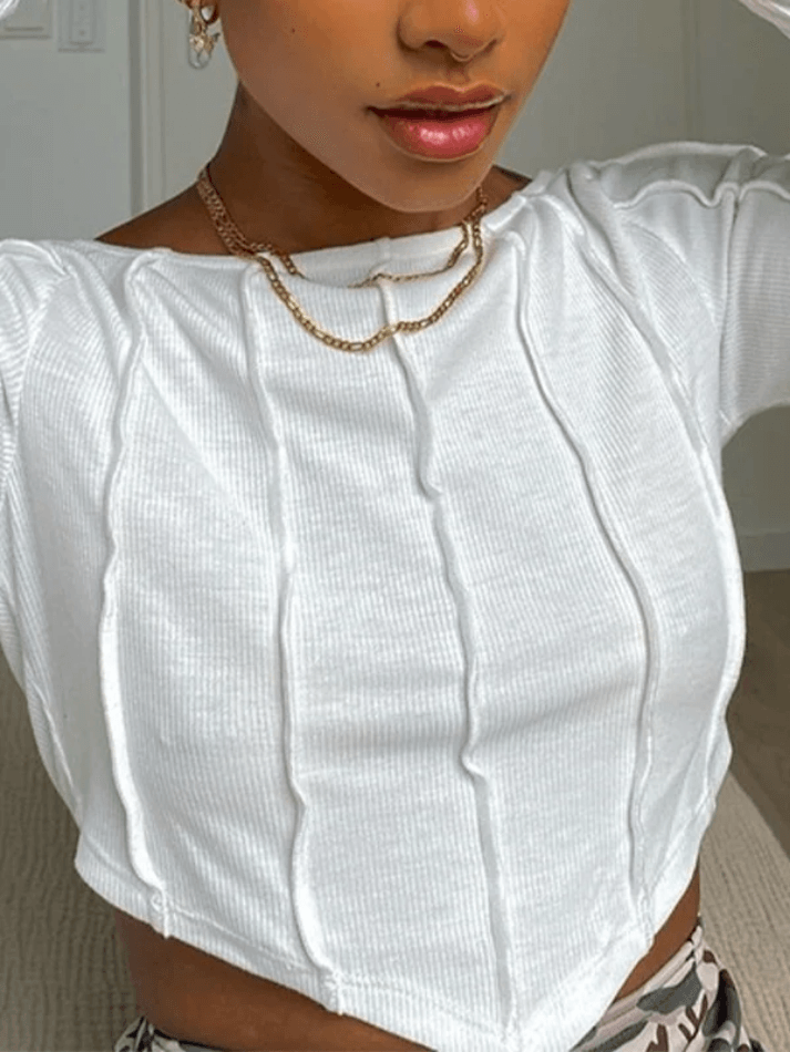 Ruched Textured Long Sleeve Tee