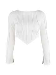 Ruched Textured Long Sleeve Tee