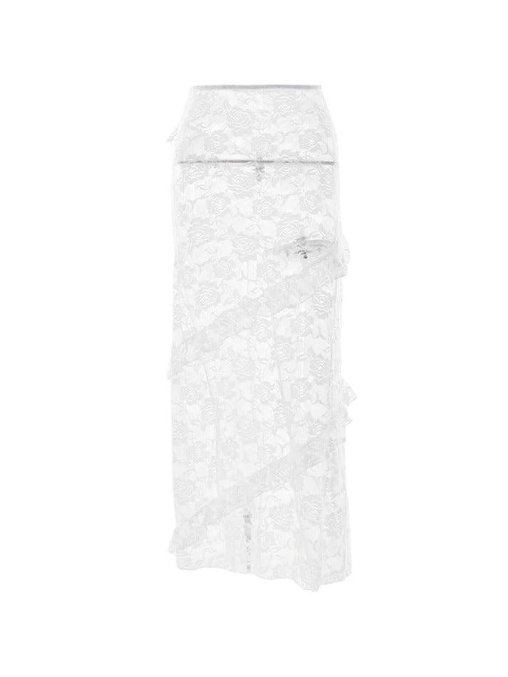 See Through Lace Midi Skirt