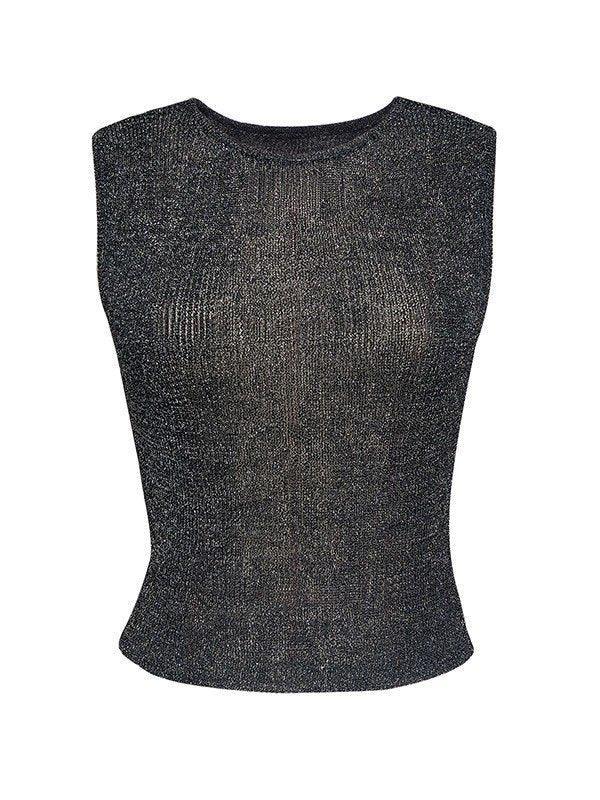 Semi Sheer Metallic Tank Top