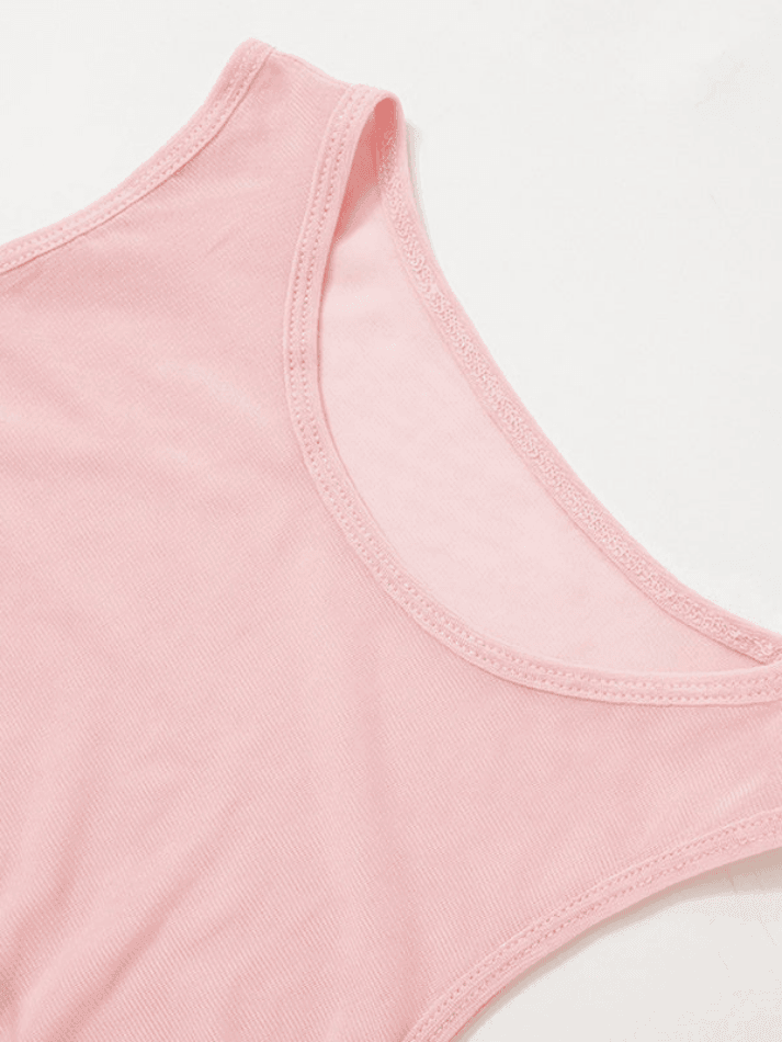 Sheer Mesh Bow Pink Tank Top