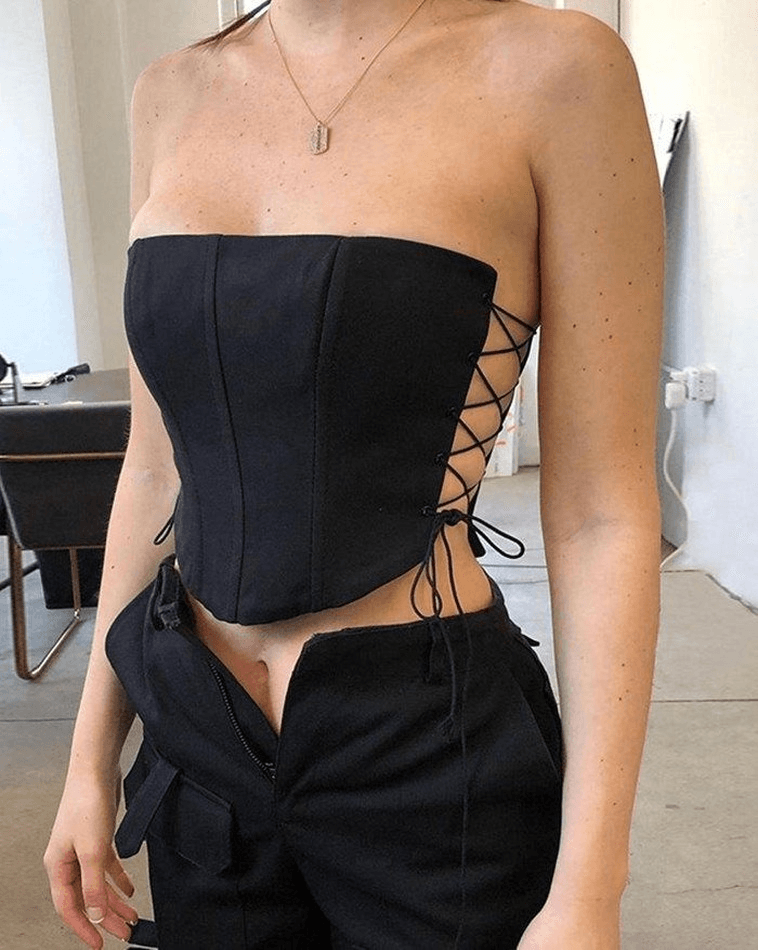 Side Lace Up Drawstring Bustier