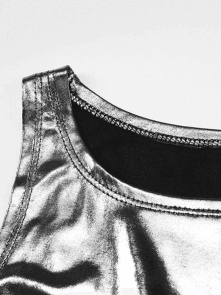 Side Tie Metallic Cropped Tank Top