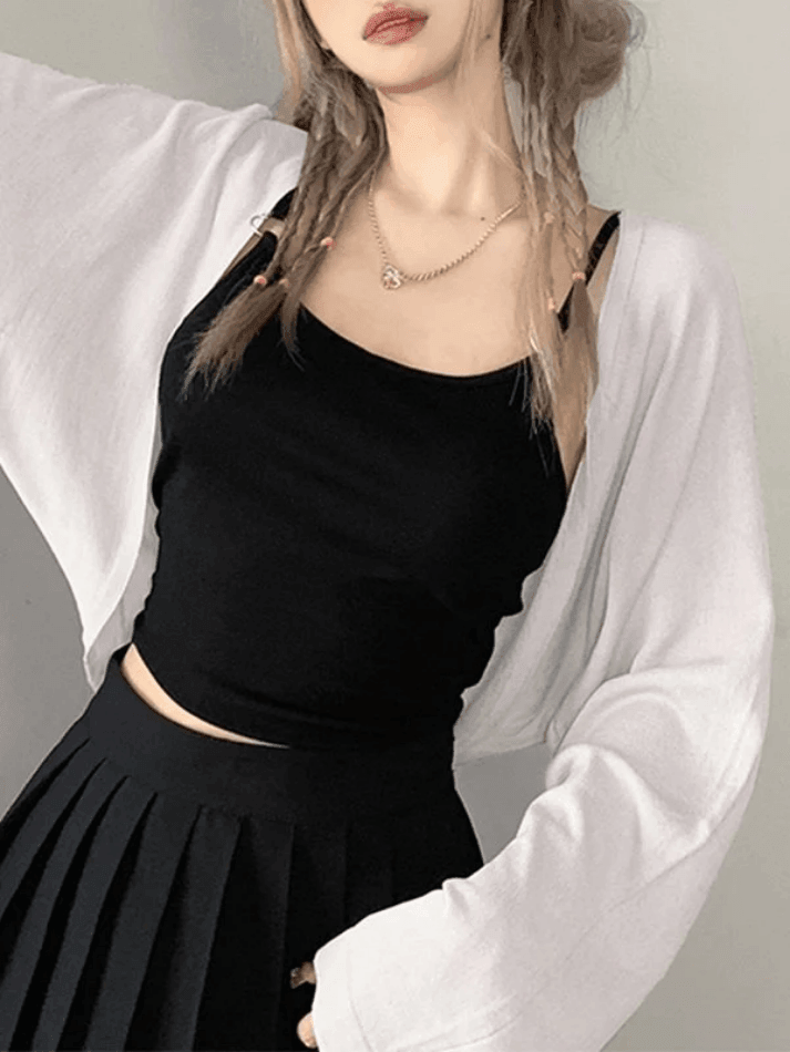 Simple Long Sleeve Cropped Shrug Cardigan