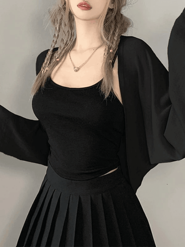 Simple Long Sleeve Cropped Shrug Cardigan