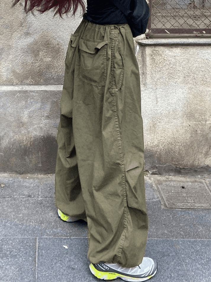 Size Friendly Low Waist Parachute Cargo Pants