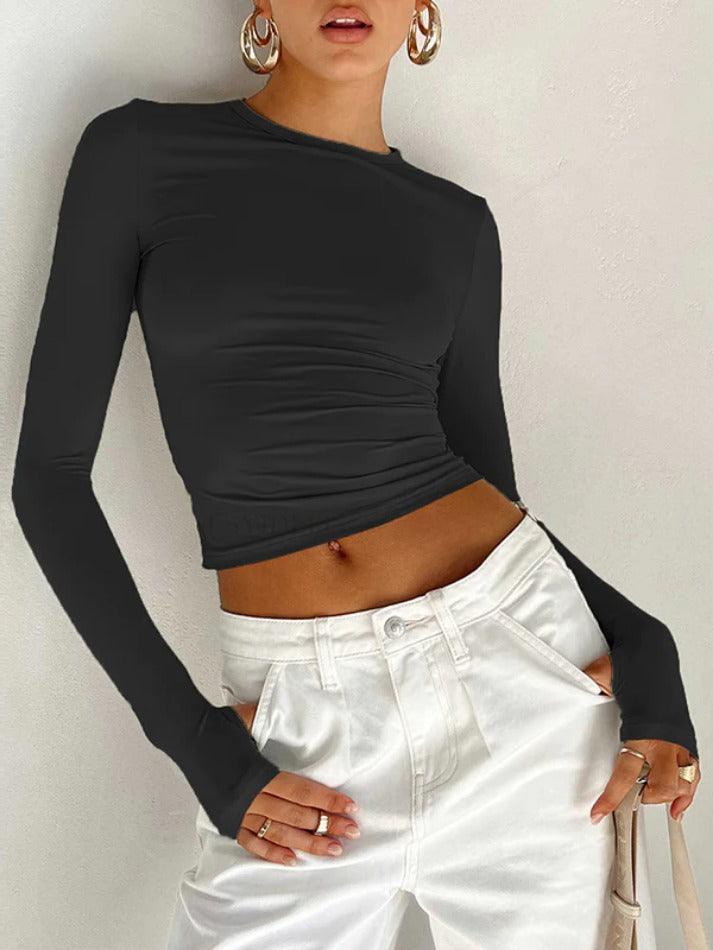 Solid Color Long Sleeve Tee