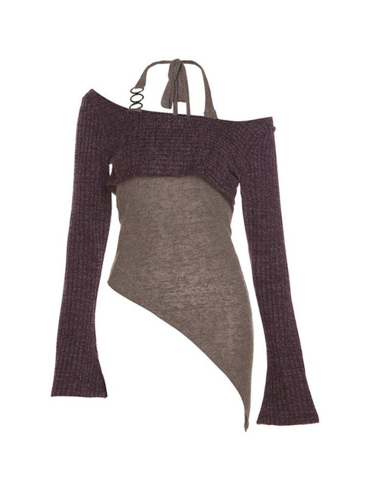Solid Color Slim Halter Sweater