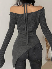 Solid Color Slim Halter Sweater