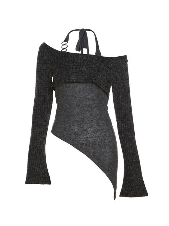 Solid Color Slim Halter Sweater