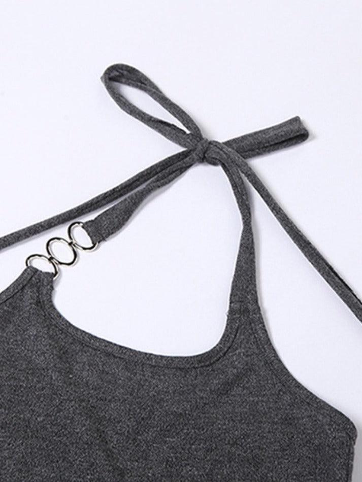 Solid Color Slim Halter Sweater