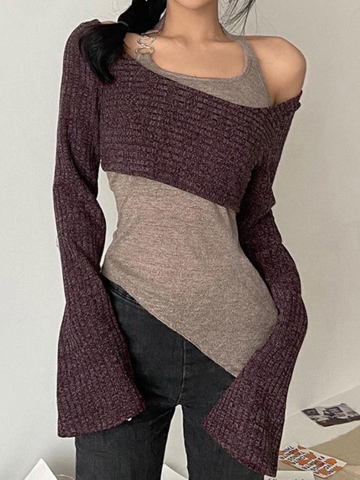 Solid Color Slim Halter Sweater